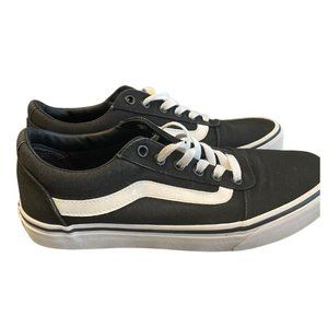 Vans Classic Low Top Canvas Skate Shoe Black & White, Womens 9/Mens 7
